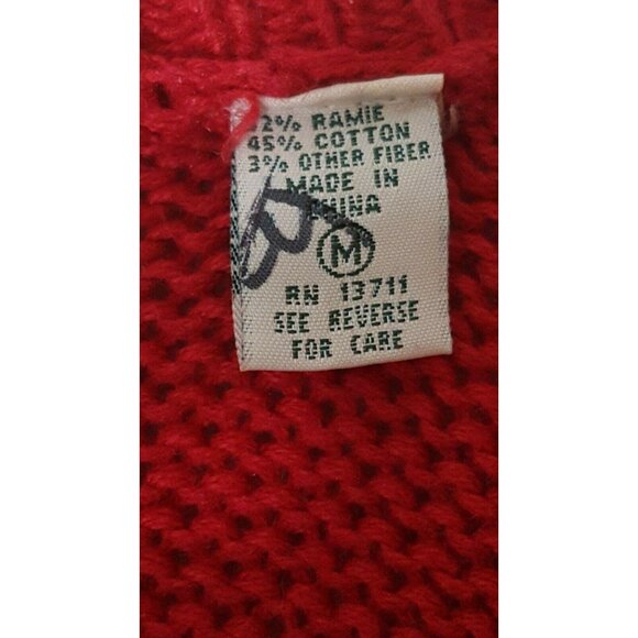 Vintage 80s Marsh Landing Womens Knit Sweater M Red Button Front Cardigan - Picture 10 of 12